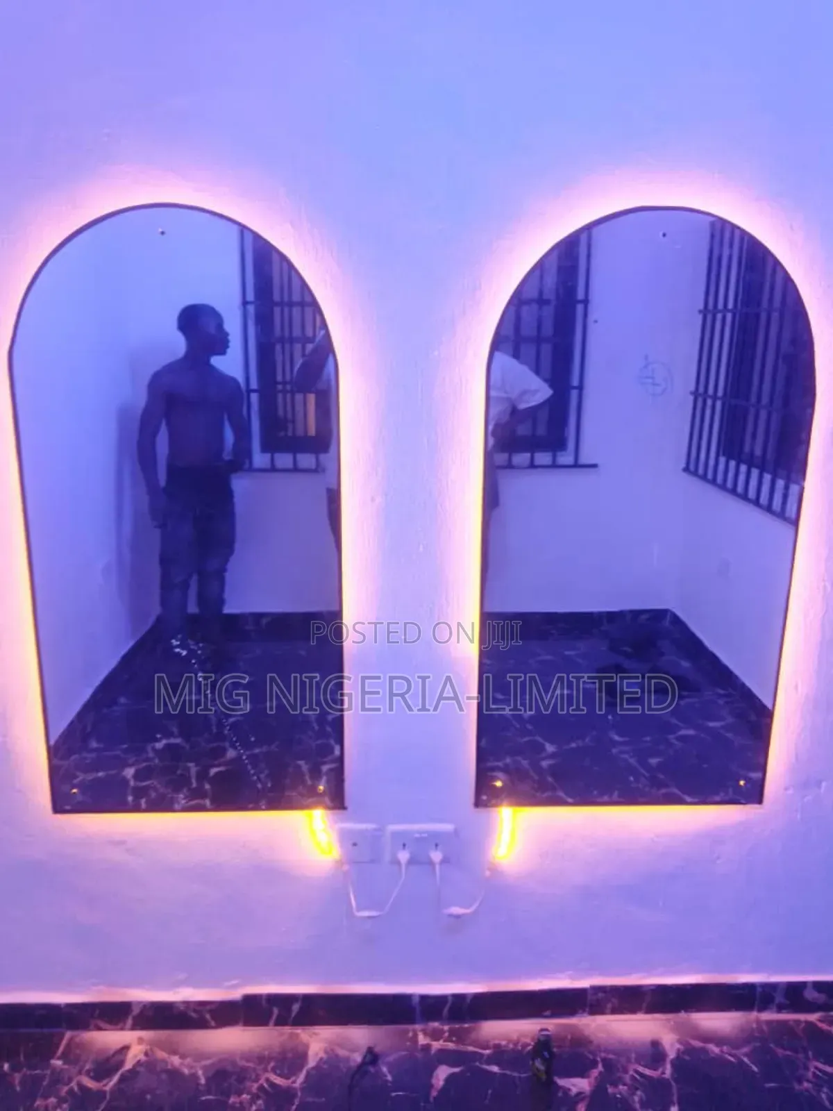 Wall Full Length Mirror With Red Shapless Form