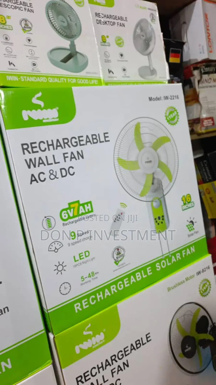 I6"Rechargeable Wall Fan Ac Dc