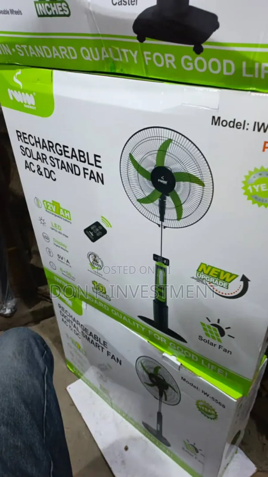 Rechargeable Solar Standing Fan Ac/Dc