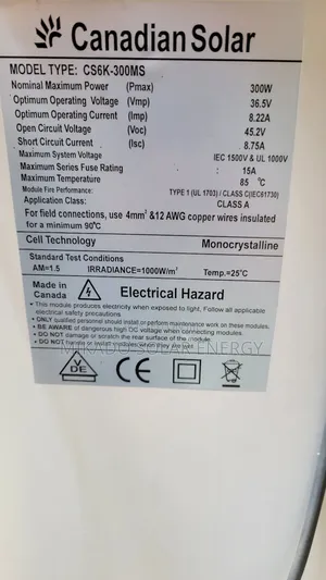 300w Canadian Mono Crystalline Panel