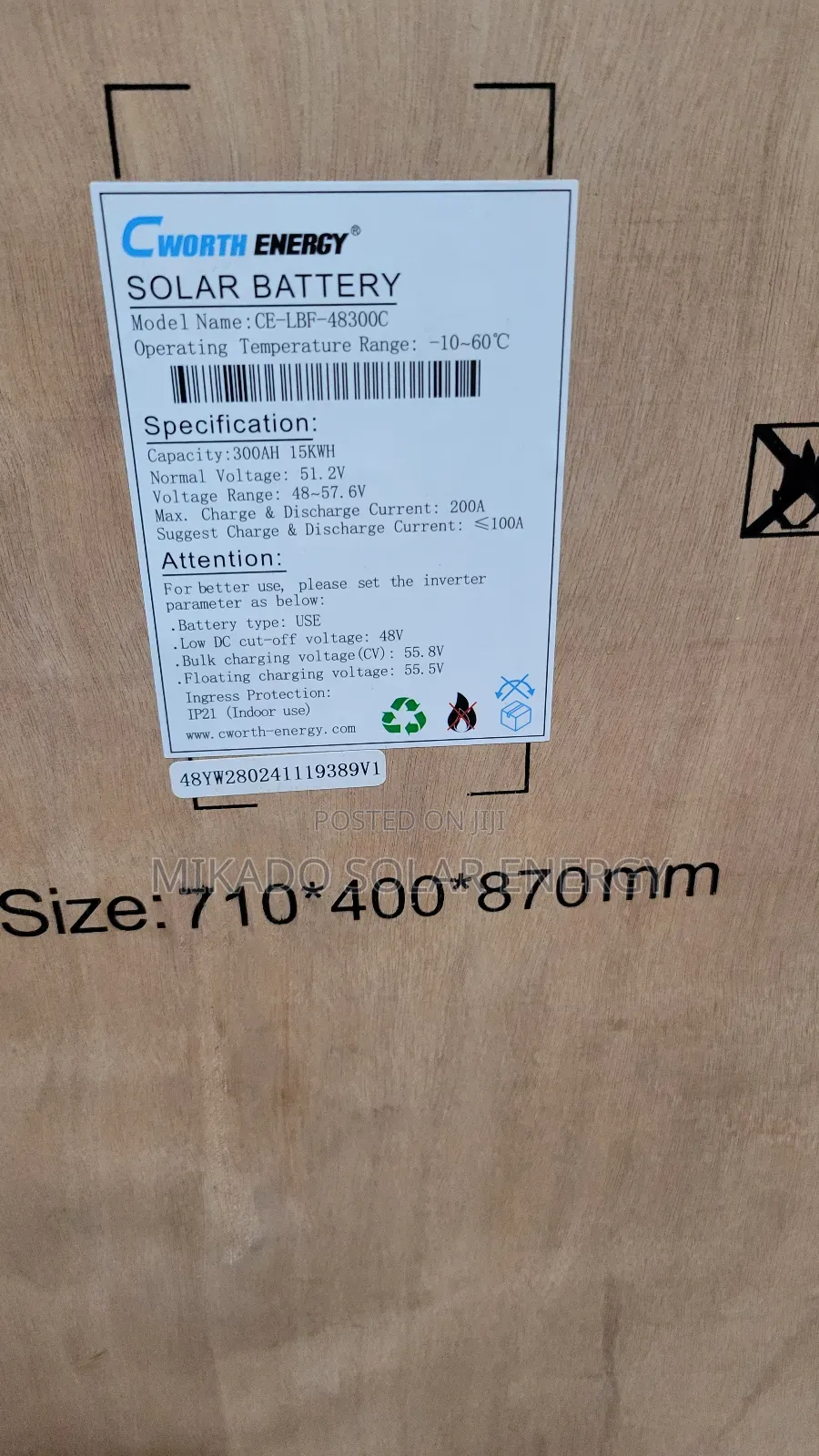 15kwh 51.2v Cworth Lithium Ion Battery