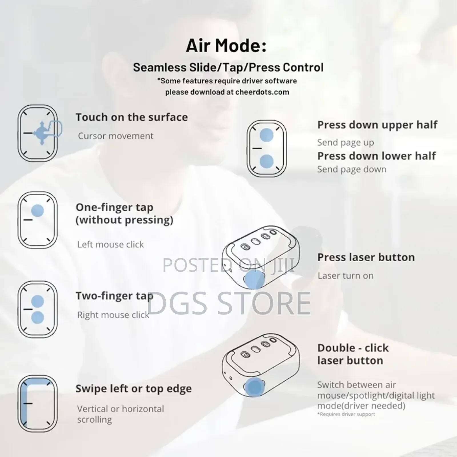 Cheerdots 2 Detachable Bluetooth Air Mouse