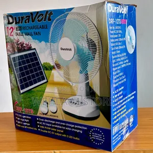 Duravolt 3-in-1 Solar Rechargeable Table Fan -12 Inches - DRF 12ts