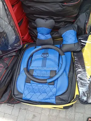 Crown Car Leather Seat Cover Blue And Black