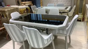 Photo - New Imported Exquisite 6 Sitters Glass Top Dining Table