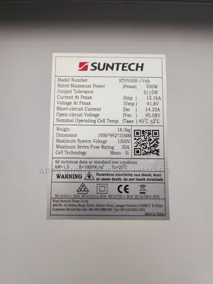 550watts Suntech Mono Crystalline Panel