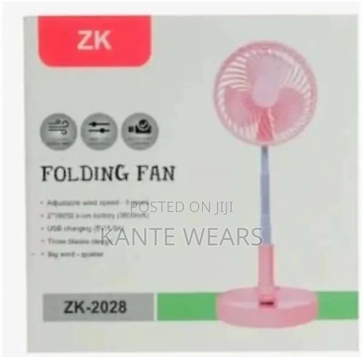 Rechargeable Foldable Fan- White
