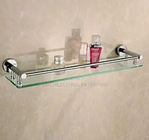 Wall-Mounted Glass Bathroom Shelf With Towel Bar