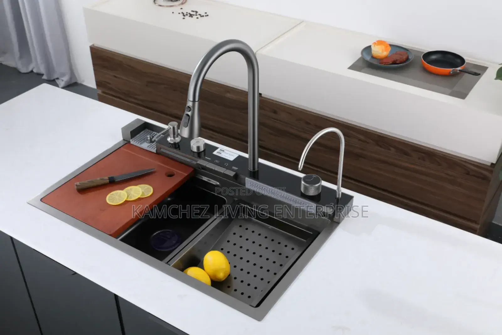 5 Button Thermostatic Kitchen Sink With Complete Accessories