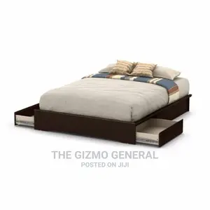 Basic Queen Platform Bed With 2 Drawers - Black