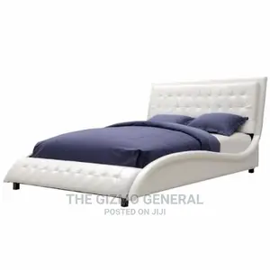 Handys Modern Style Wave Design White Upholstered Bed