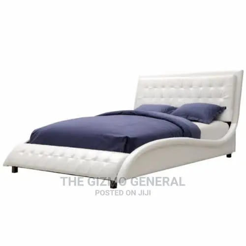 Handys Modern Style Wave Design White Upholstered Bed