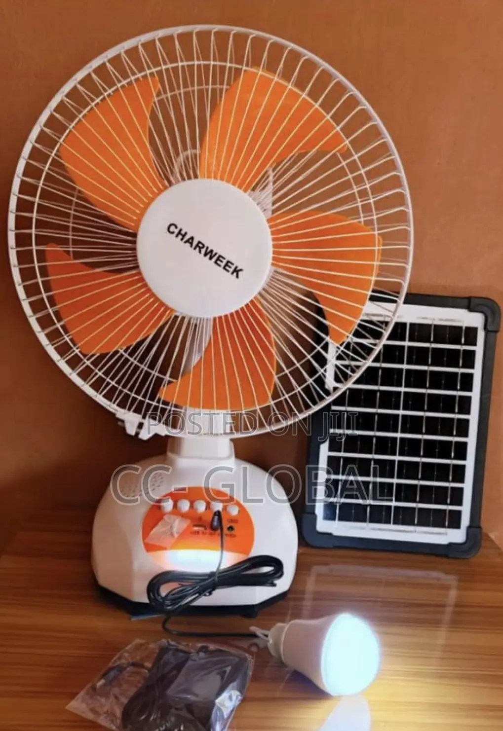Charweek 12" Solar Wall Table Fan With Solar Panel