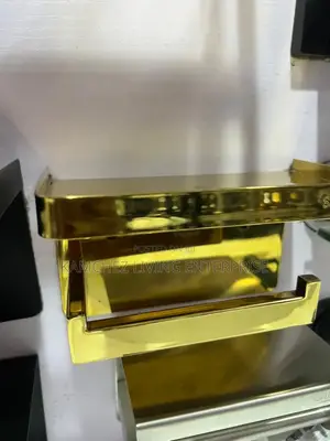 Luxury Gold Tissue Holder With Shelf