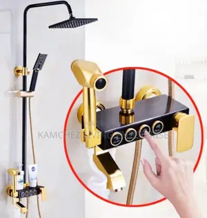 Black Gold Stainless Steel Standing Shower Set