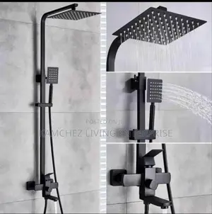 Chrome Brass Shower Set With Rainfall Bathtub Faucet