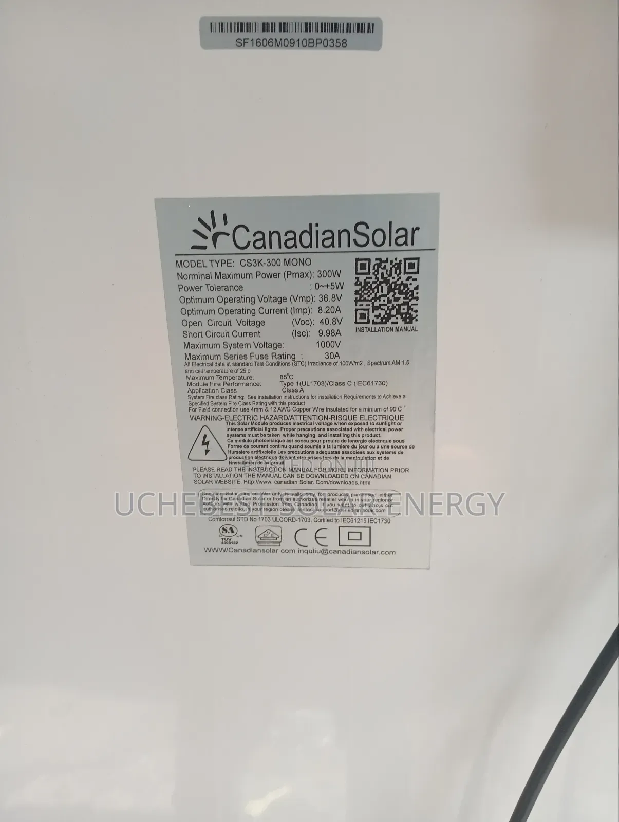 300w Canadian Mono Solar Panel
