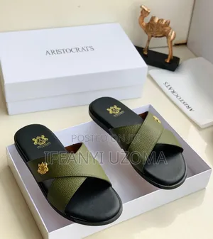 Green Color Leather Slippers