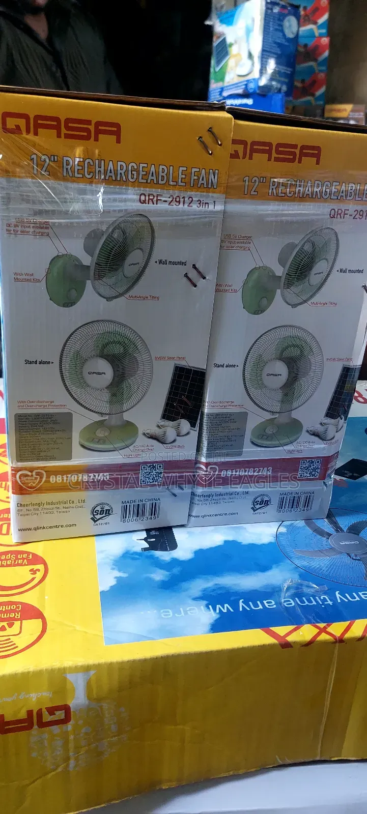 Qasa Table Solar Rechargeable Fan