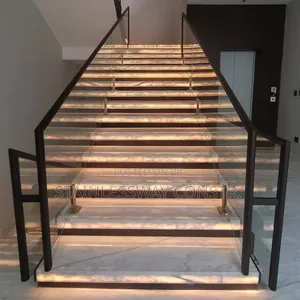 Plain Tampered Glass Railing With Silver Base Gwarimpa