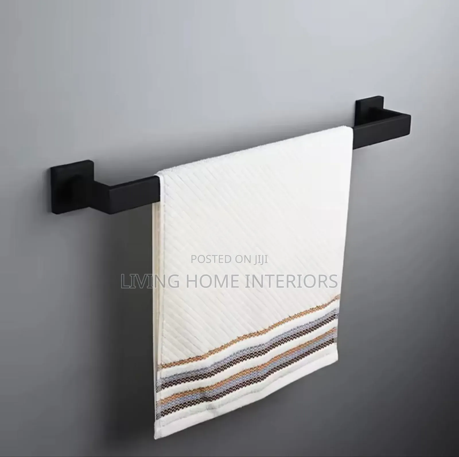 60cm Single Black Towel Rail