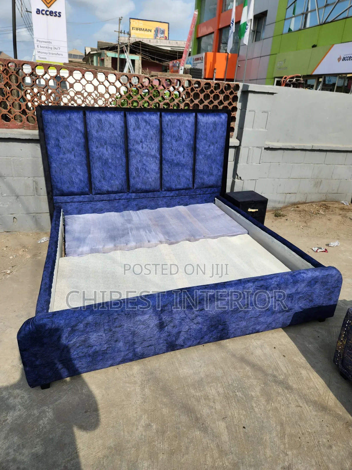 Padded Bed Frame With Side Drawer