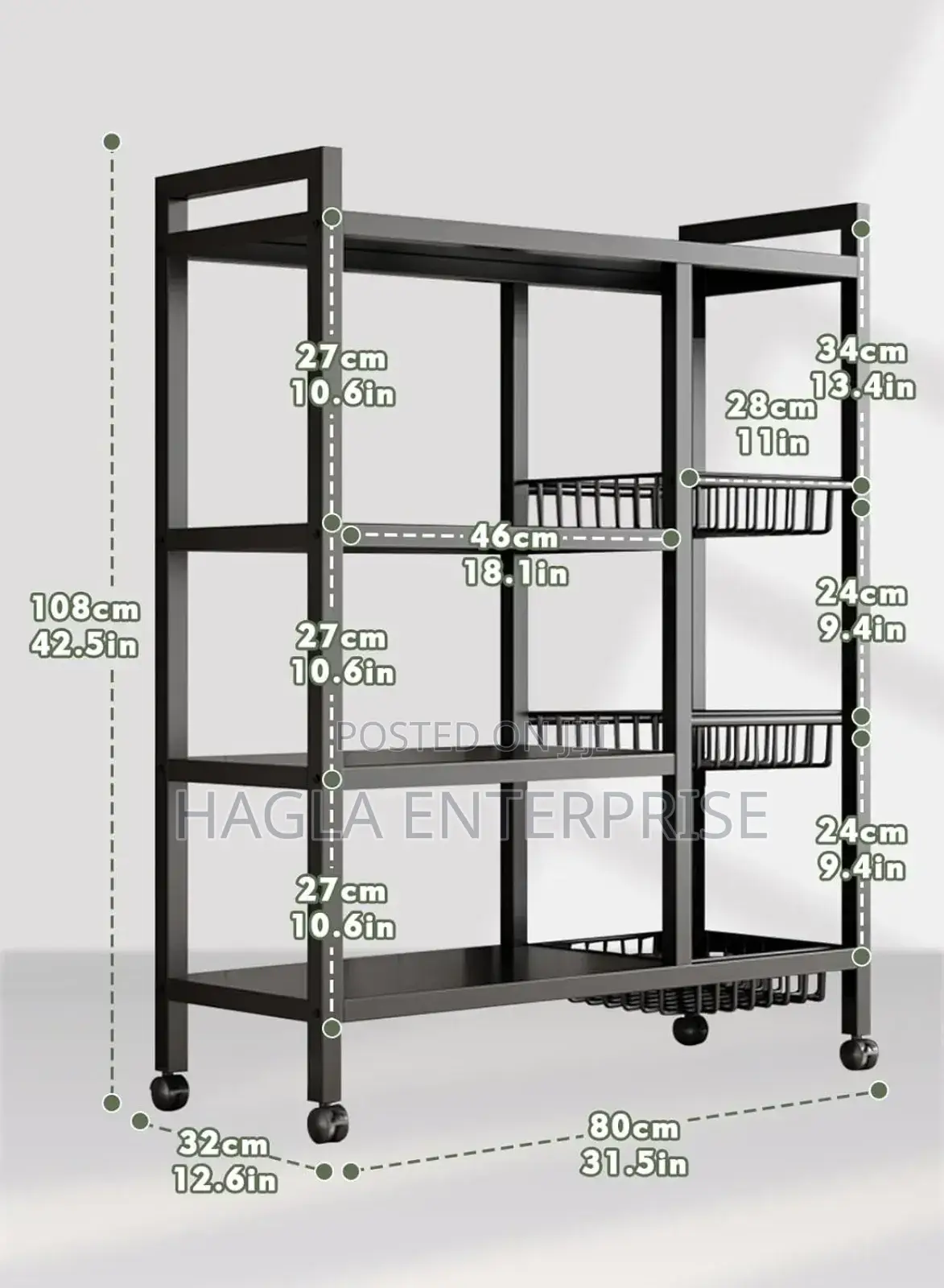 4-tier Kitchen Storage Rack Heavy Duty Metal