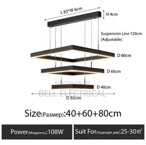 Modern Led Square Pendant Lights Dimmable Black