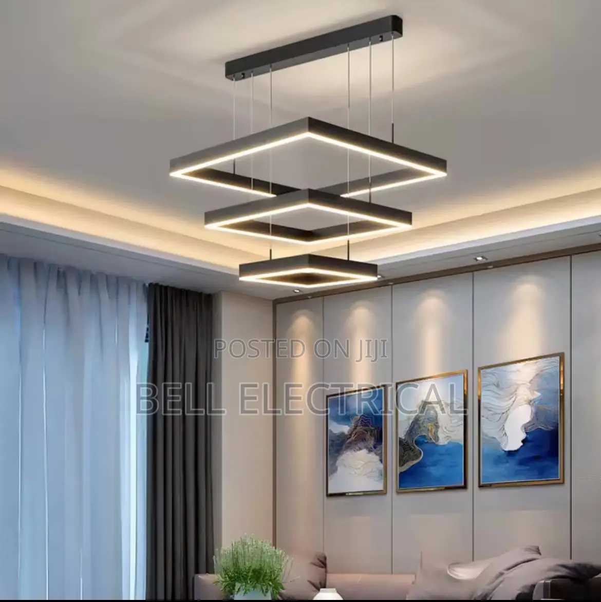 Modern Led Square Pendant Lights Dimmable Black