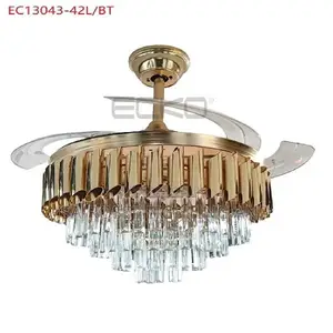 Crystal Fan Chandelier Light With Bluetooth Mp3