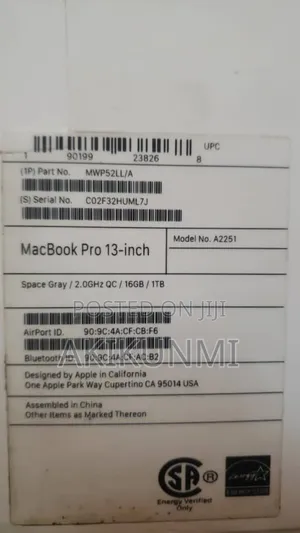 Laptop Apple MacBook Pro 2020 16GB Intel Core I5 SSD 1T