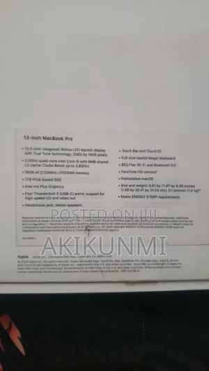 Laptop Apple MacBook Pro 2020 16GB Intel Core I5 SSD 1T