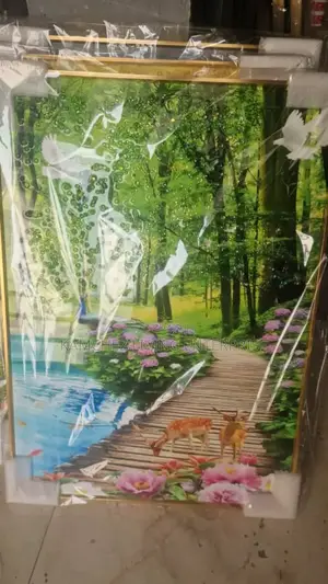 80x60cm Deer Forest Path Canvas Art – Serene Nature