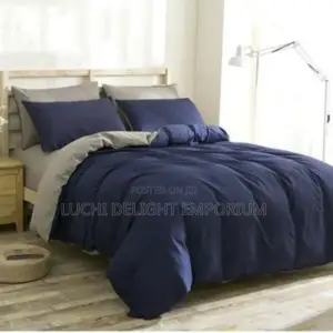 6 by 6 Navy Blue/ Grey Cotton Duvet Bedsheet and Pillowcase