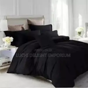6 by 6 Bedding Collection Black Duvet -Bedsheet and 4 Pillowcases