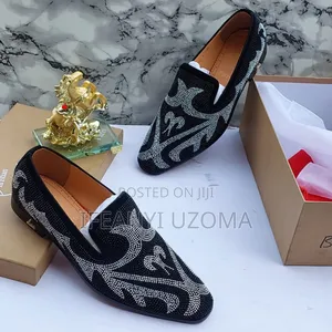 Black and Sliver Stone and Light Blue Luxury Shoe