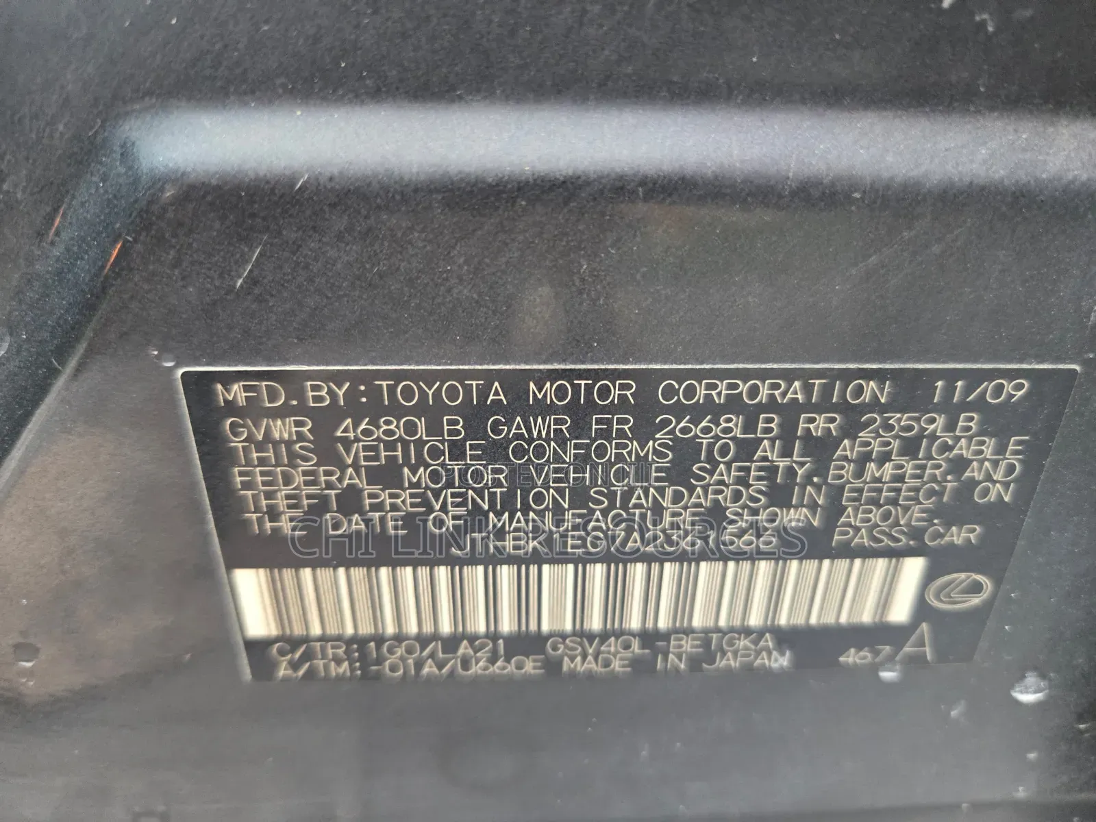 Lexus ES 350 2010 Black
