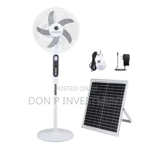 16 Inches Ac/Dc Solar Rechargeable Fan With Panel a Bulb