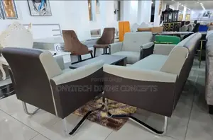 Luxury 5 Seaters Office Sofa Combined Colour Gray and Black