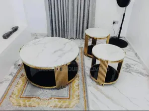 Mable Top Luxury Center Table With 3 Side Stool