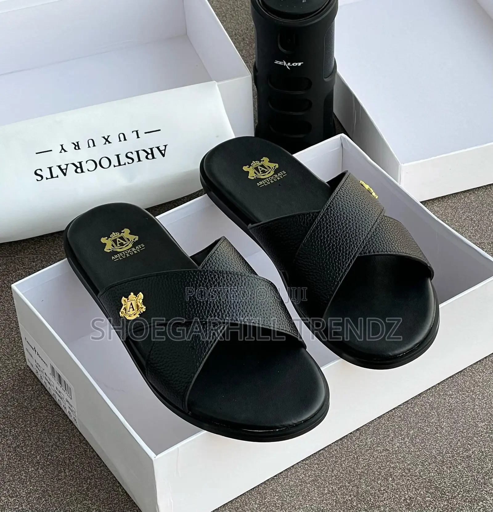 Mens Leather Slides