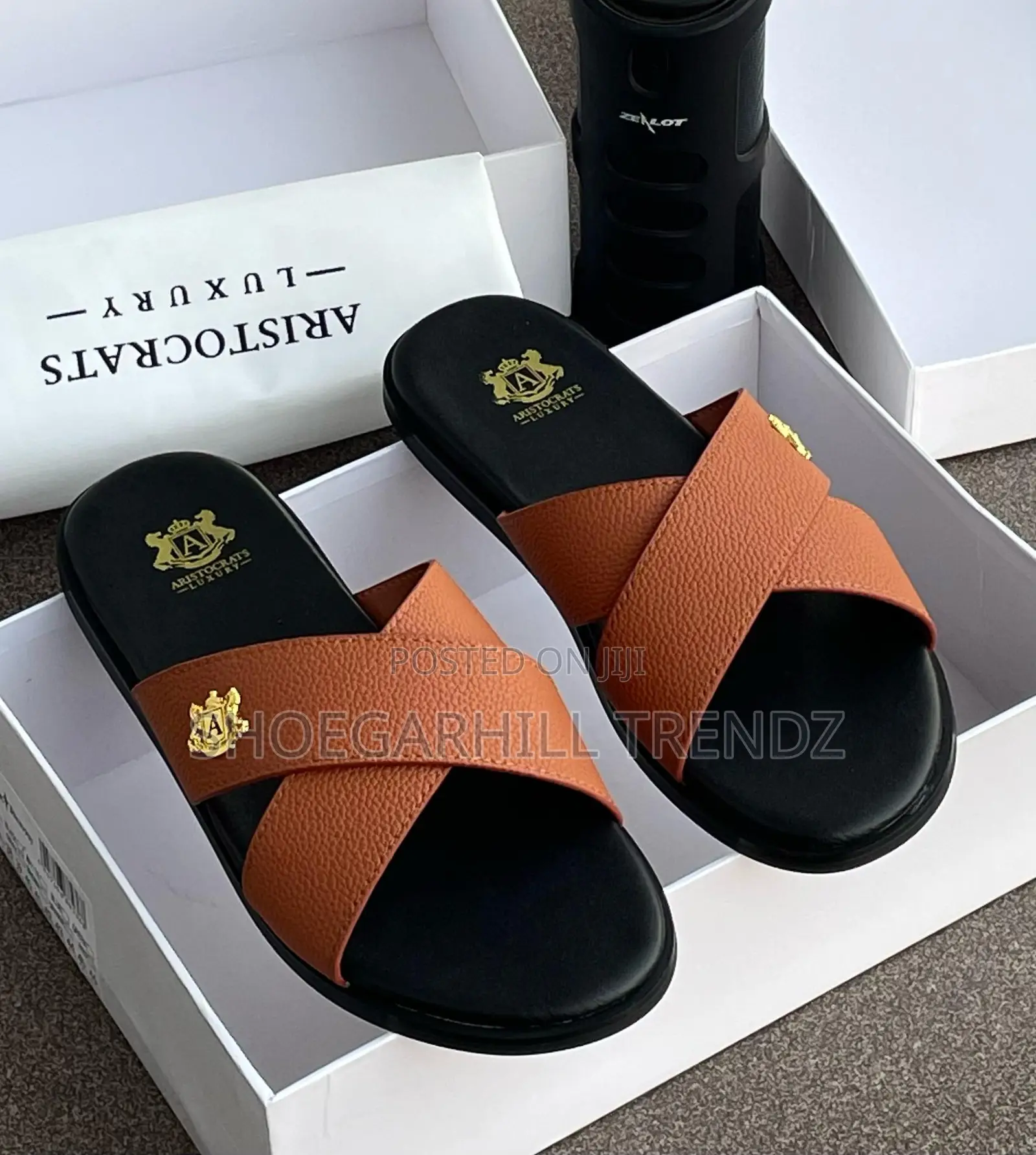Mens Leather Slides
