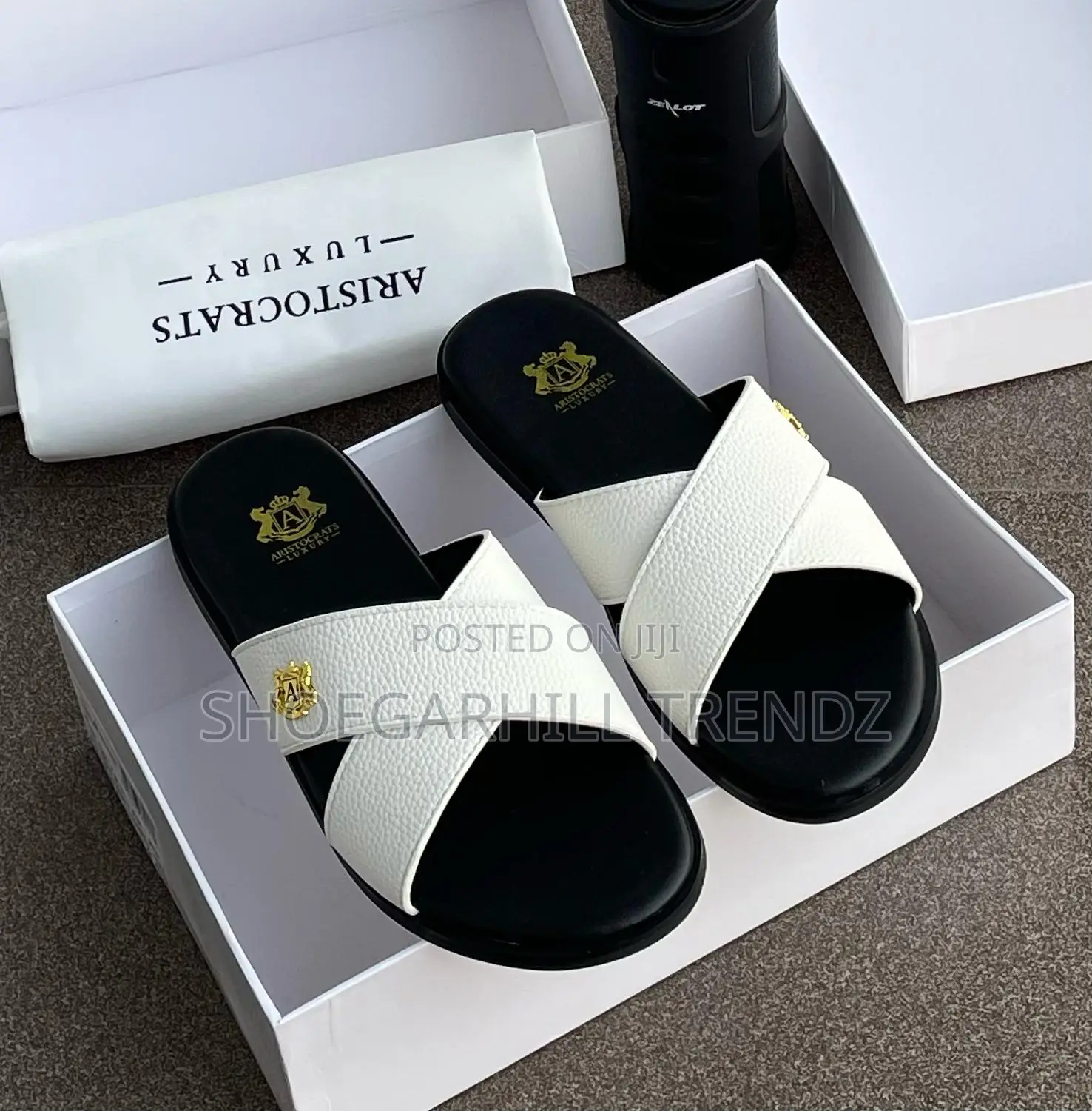 Mens Leather Slides