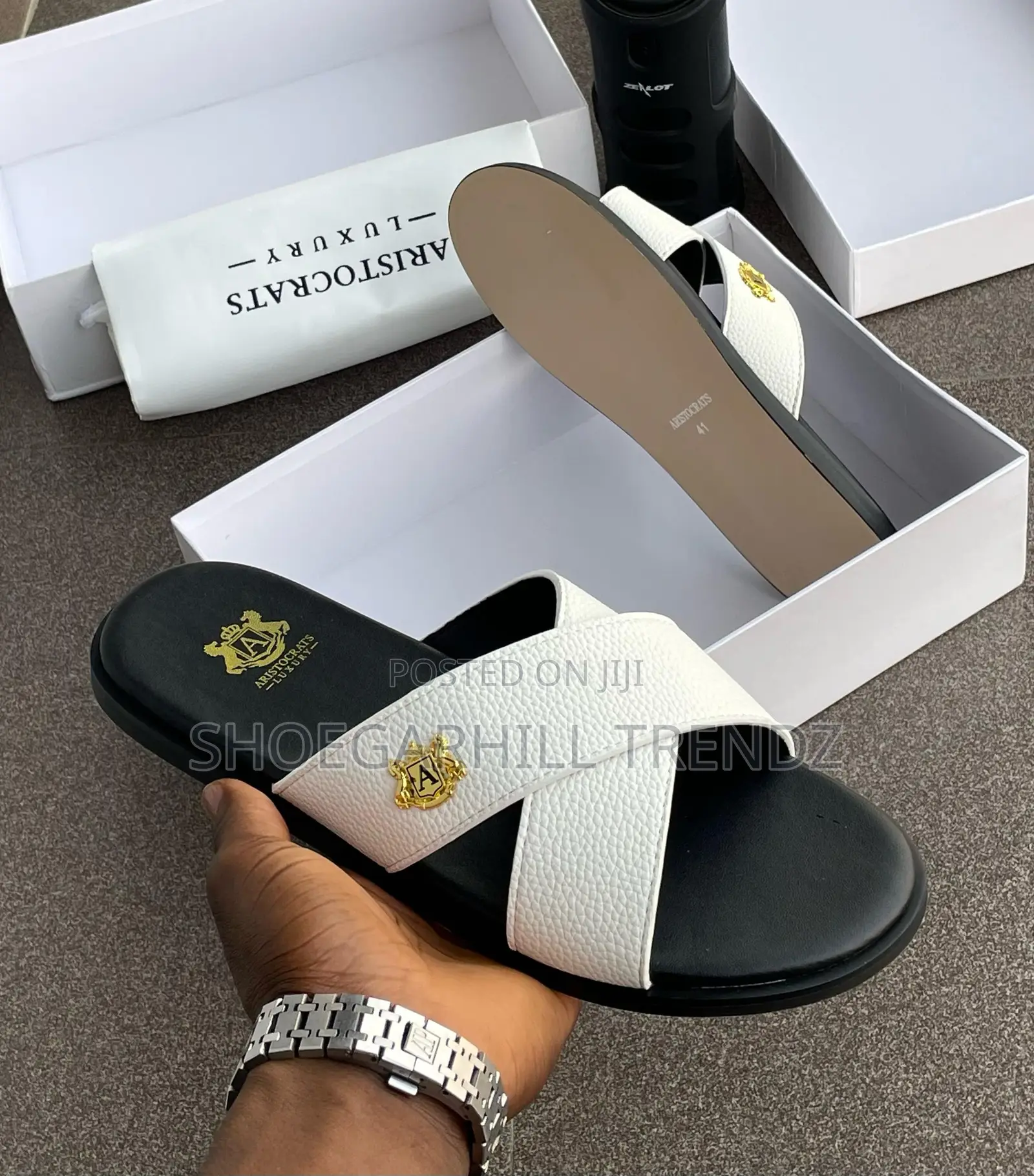 Mens Leather Slides
