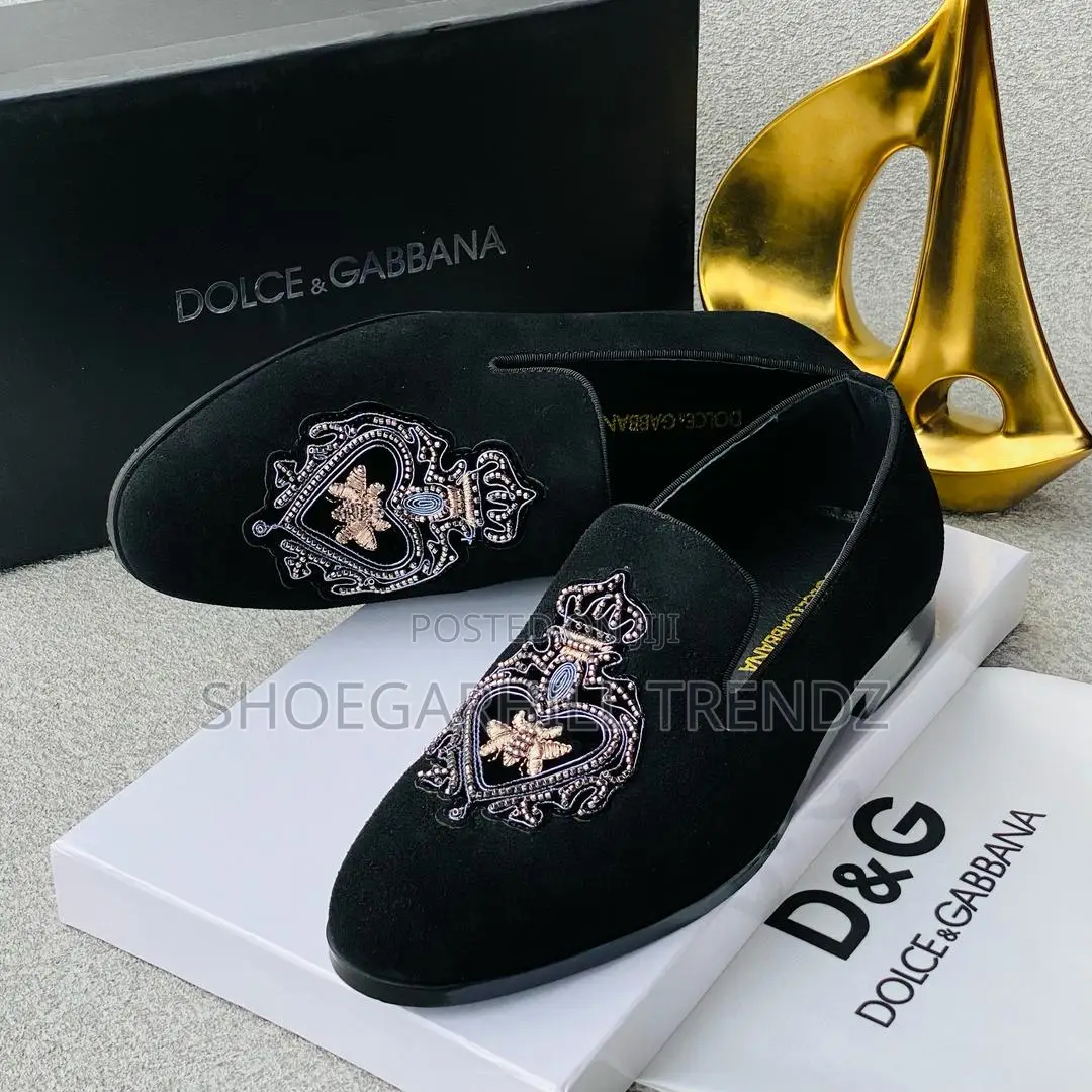 Suede Loafer Shoes With Embroidery