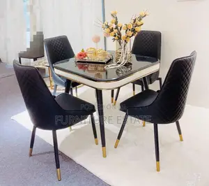 4 Seaters Luxury Marble Dining Set Full Black