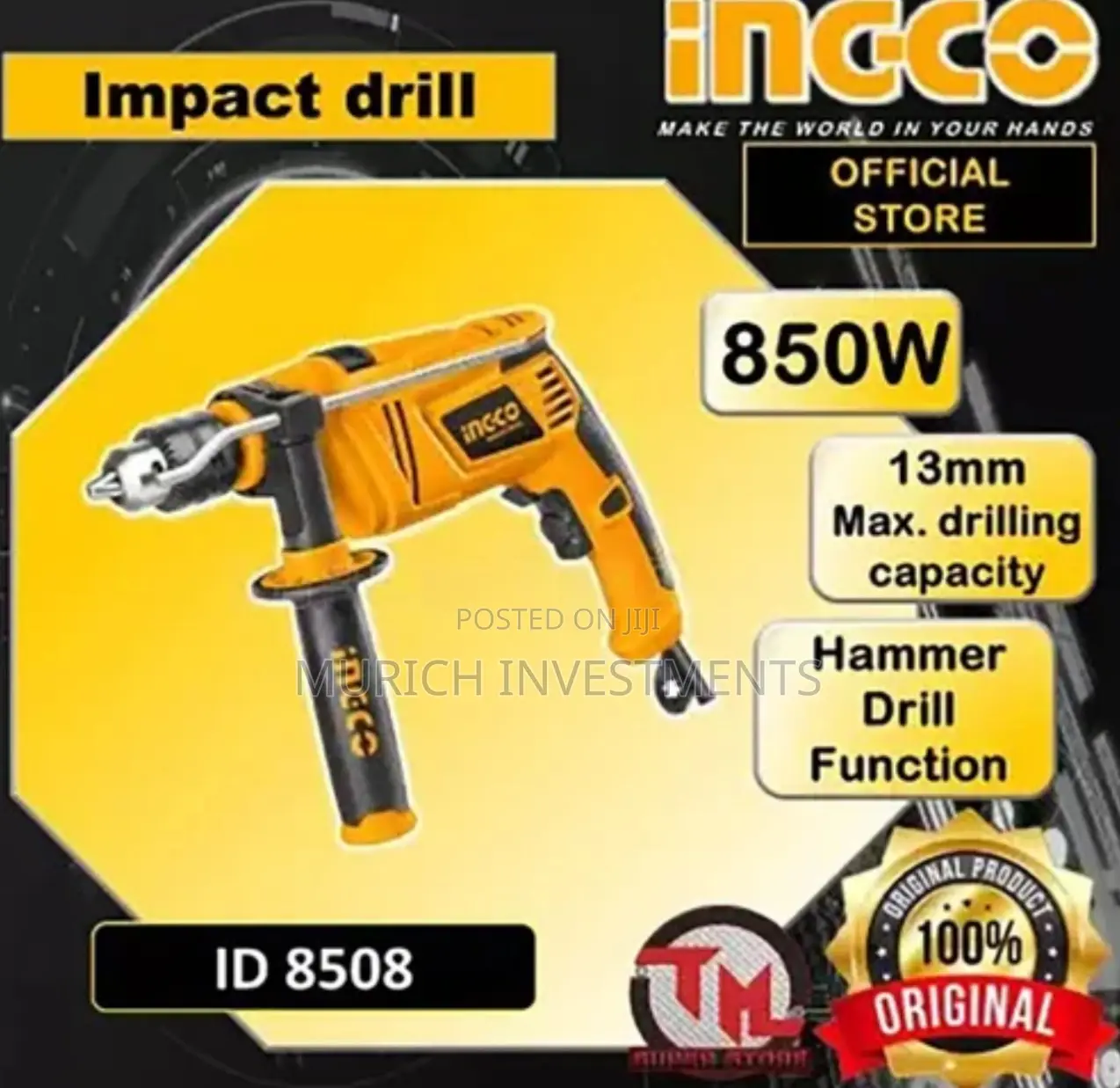 Ingco Impact Drill - 850w, Variable Speed, Hammer Function