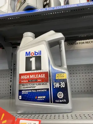 Mobil High Mileage Fully Synthetic Oil 5w-30. 5liter