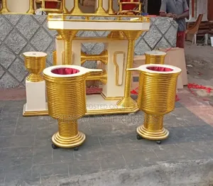 Photo - Morden Pulpit, 2 Offering Drums and 2 Flower Vases
