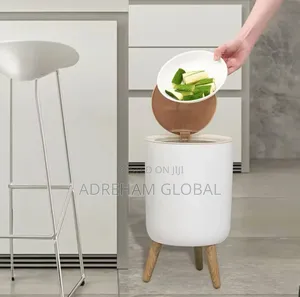 High Foot Wood Grain Trash Can Kitchen/Room Home/ Waste Bins